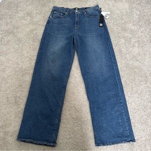 NWT DO Dee Ocleppo Jeans Mid Rise Wide Leg Mid Wash Size 16 Cool Girl Old Money